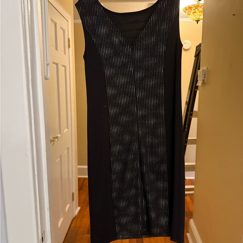 Laundry by Design Black Sheath Midi Dress knee length Sleeveless